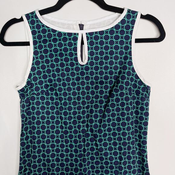 Miss B Tween 14 Navy Blue Green White Polka Dot Print Shift Dress Sleeveless - Picture 3 of 9